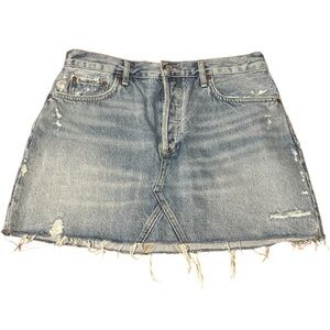 Agolde Skirt Women 31 Blue Premium Denim Mini Short Casual Button Fly Distressed